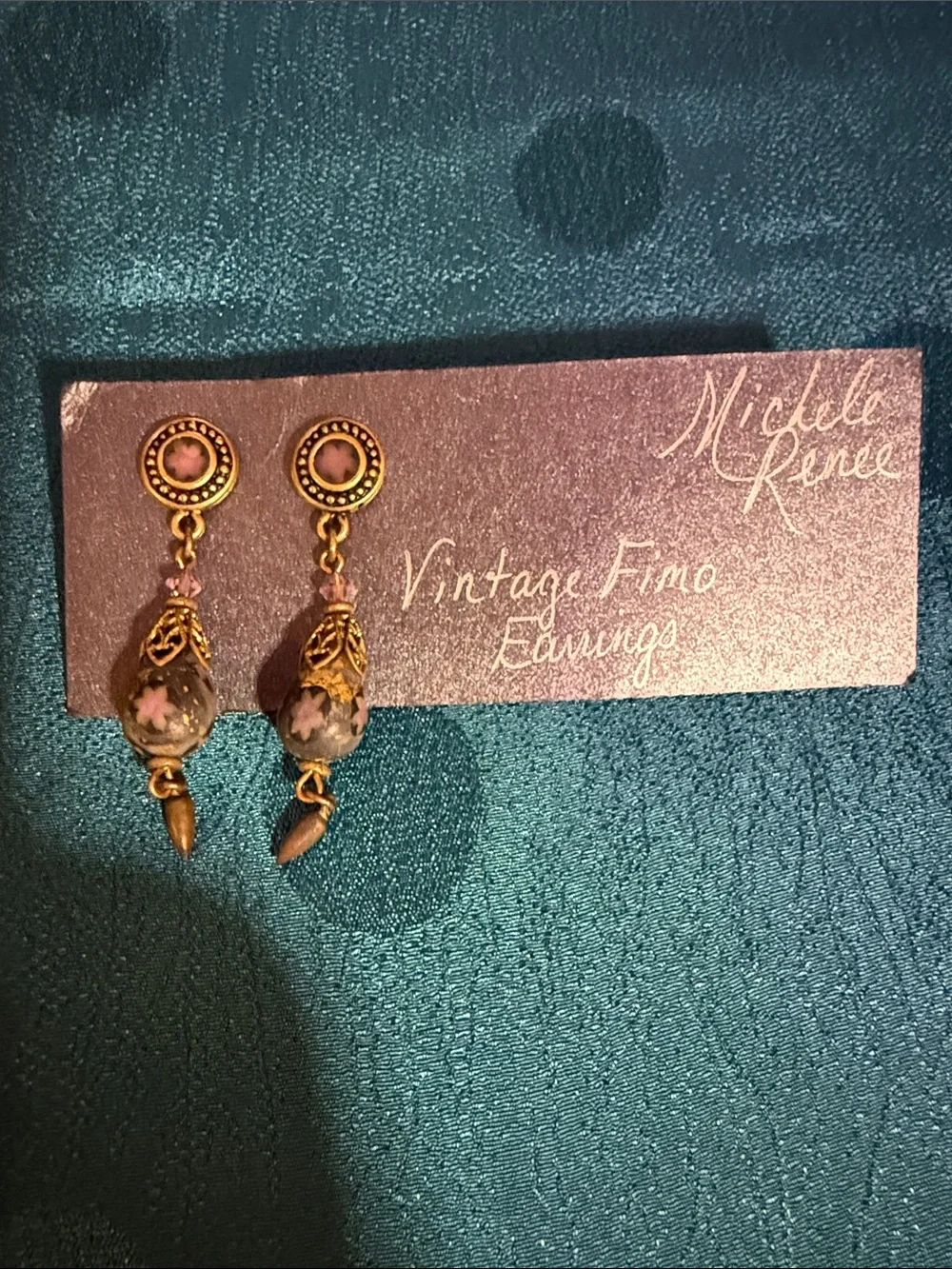 Vintage-Style Pink Floral Drop Earrings
